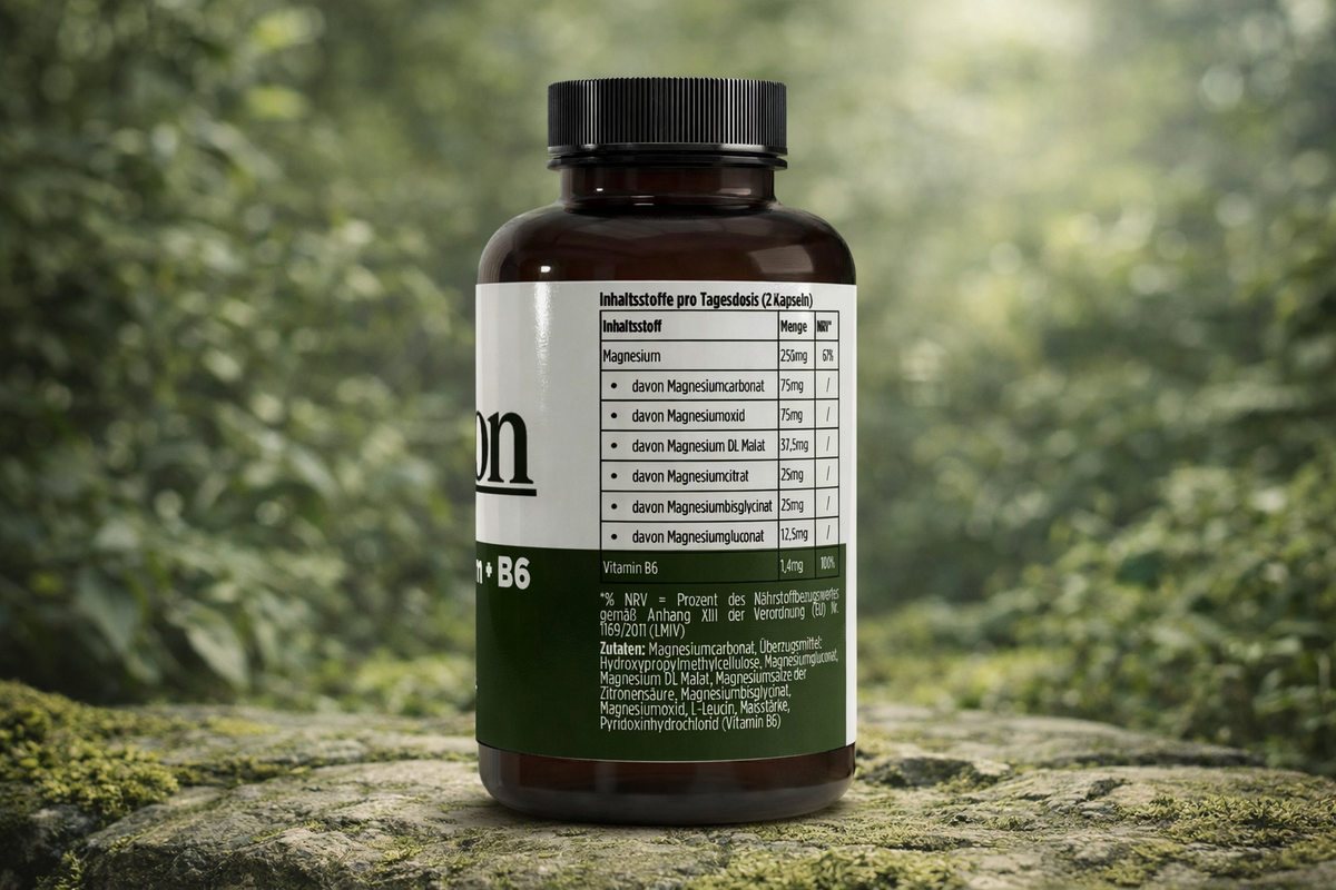 Magnesium 6x Komplex + B6 - 120 vegane Kapseln